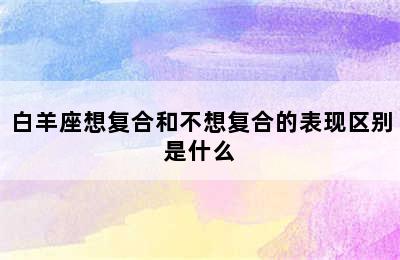 白羊座想复合和不想复合的表现区别是什么