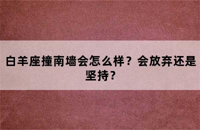白羊座撞南墙会怎么样？会放弃还是坚持？