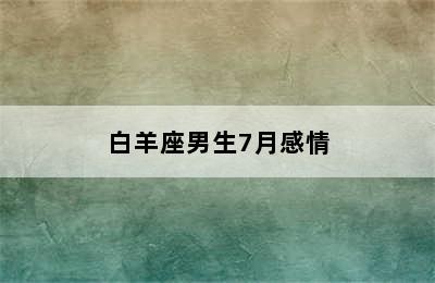 白羊座男生7月感情