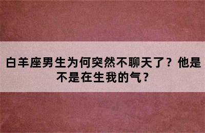 白羊座男生为何突然不聊天了？他是不是在生我的气？