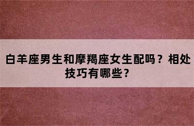 白羊座男生和摩羯座女生配吗？相处技巧有哪些？