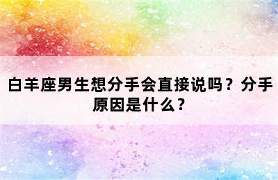白羊座男生想分手会直接说吗？分手原因是什么？