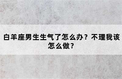 白羊座男生生气了怎么办？不理我该怎么做？