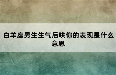 白羊座男生生气后哄你的表现是什么意思