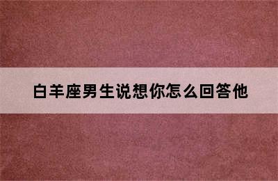 白羊座男生说想你怎么回答他