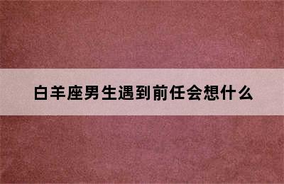 白羊座男生遇到前任会想什么