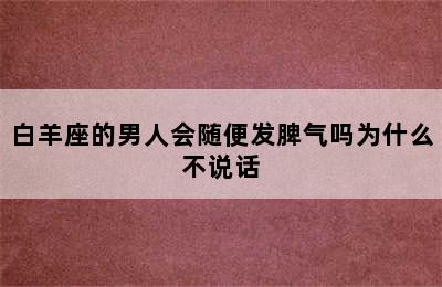 白羊座的男人会随便发脾气吗为什么不说话