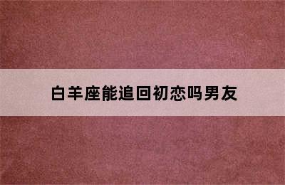 白羊座能追回初恋吗男友