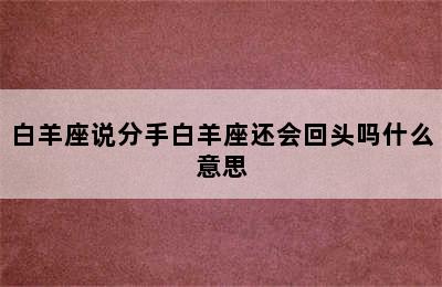 白羊座说分手白羊座还会回头吗什么意思