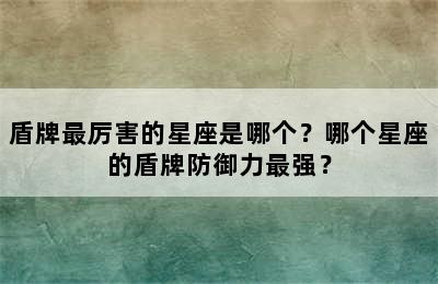 盾牌最厉害的星座是哪个？哪个星座的盾牌防御力最强？