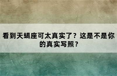 看到天蝎座可太真实了？这是不是你的真实写照？