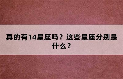 真的有14星座吗？这些星座分别是什么？