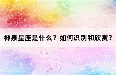 神泉星座是什么？如何识别和欣赏？