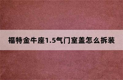 福特金牛座1.5气门室盖怎么拆装