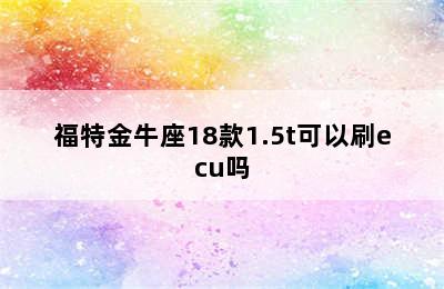 福特金牛座18款1.5t可以刷ecu吗