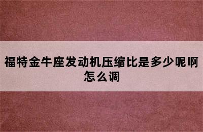 福特金牛座发动机压缩比是多少呢啊怎么调