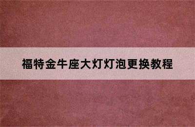 福特金牛座大灯灯泡更换教程