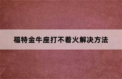 福特金牛座打不着火解决方法