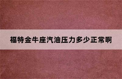 福特金牛座汽油压力多少正常啊