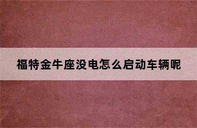 福特金牛座没电怎么启动车辆呢