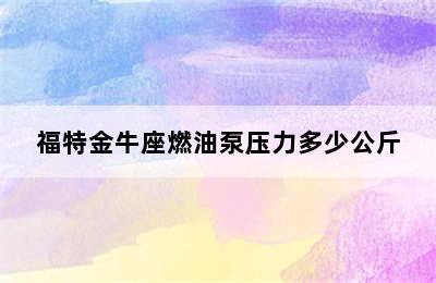 福特金牛座燃油泵压力多少公斤