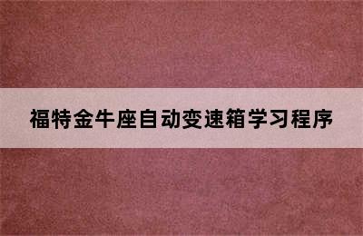 福特金牛座自动变速箱学习程序