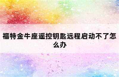 福特金牛座遥控钥匙远程启动不了怎么办