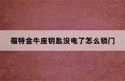 福特金牛座钥匙没电了怎么锁门