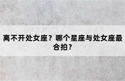 离不开处女座？哪个星座与处女座最合拍？