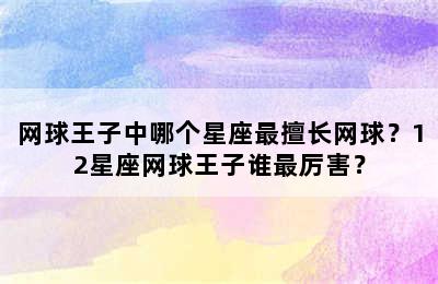网球王子中哪个星座最擅长网球？12星座网球王子谁最厉害？