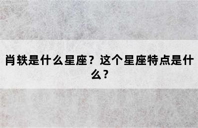 肖轶是什么星座？这个星座特点是什么？