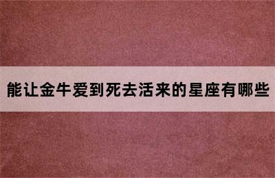 能让金牛爱到死去活来的星座有哪些