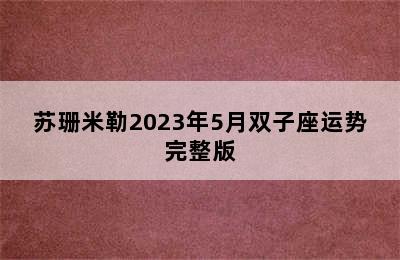 苏珊米勒2023年5月双子座运势完整版