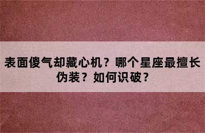 表面傻气却藏心机？哪个星座最擅长伪装？如何识破？