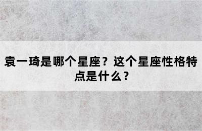 袁一琦是哪个星座？这个星座性格特点是什么？