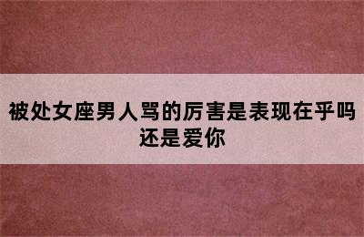 被处女座男人骂的厉害是表现在乎吗还是爱你