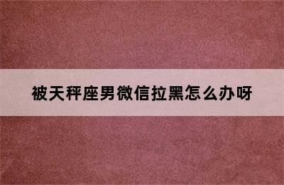 被天秤座男微信拉黑怎么办呀