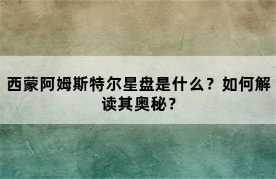 西蒙阿姆斯特尔星盘是什么？如何解读其奥秘？