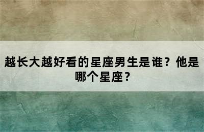 越长大越好看的星座男生是谁？他是哪个星座？
