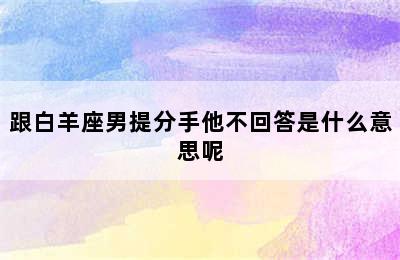 跟白羊座男提分手他不回答是什么意思呢