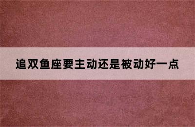 追双鱼座要主动还是被动好一点