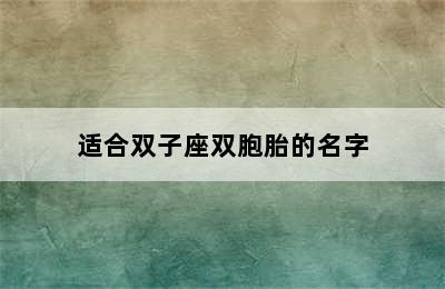 适合双子座双胞胎的名字