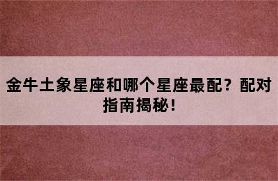 金牛土象星座和哪个星座最配？配对指南揭秘！