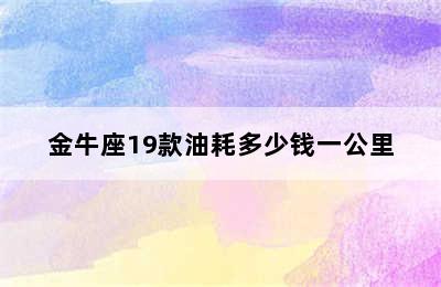 金牛座19款油耗多少钱一公里