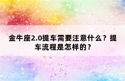 金牛座2.0提车需要注意什么？提车流程是怎样的？