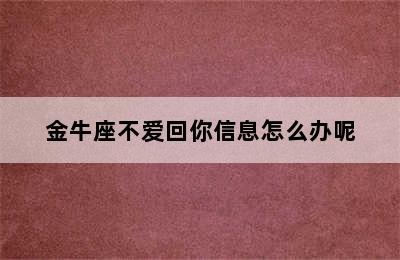 金牛座不爱回你信息怎么办呢