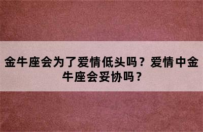 金牛座会为了爱情低头吗？爱情中金牛座会妥协吗？