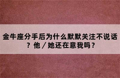 金牛座分手后为什么默默关注不说话？他／她还在意我吗？