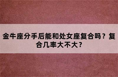 金牛座分手后能和处女座复合吗？复合几率大不大？