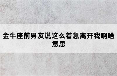 金牛座前男友说这么着急离开我啊啥意思